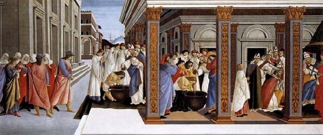 BOTTICELLI, Sandro Baptism of St Zenobius and His Appointment as Bishop china oil painting image